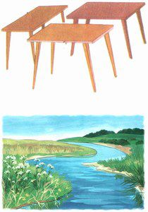 Река и столы