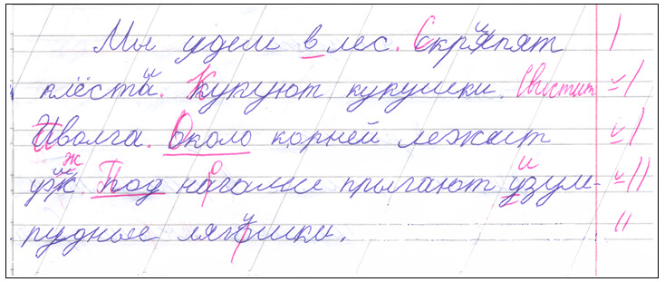 Диктант Егора П. (9 лет, 2 класс)